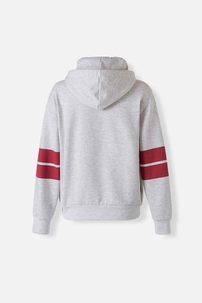  BUZO DE HARRY POTTER CERRADO CON CAPUCHA GRIS PARA MUJER