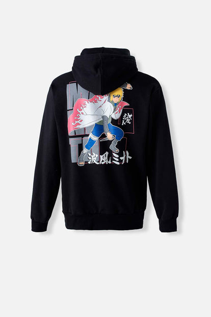  BUZO DE NARUTO CERRADO CON CAPUCHA NEGRO  PARA HOMBRE