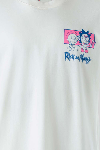 CAMISETA DE RICK Y MORTY MARFIL MANGA CORTA PARA HOMBRE