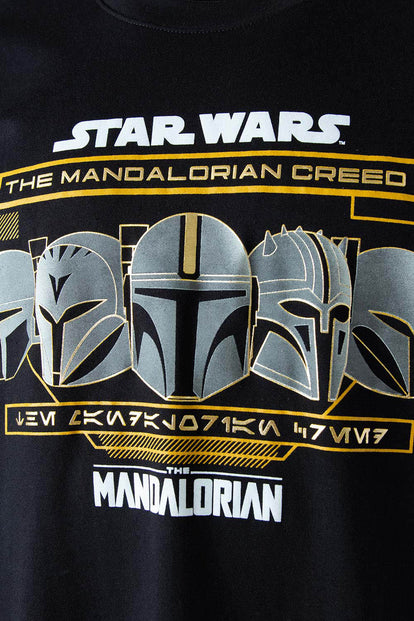  CAMISETA DE THE MANDALORIAN NEGRA ESTAMPADA PARA HOMBRE