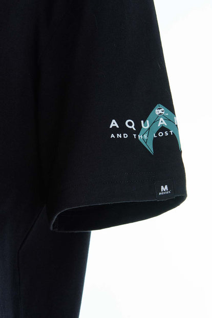  CAMISETA DE AQUAMAN NEGRA ESTAMPADA PARA HOMBRE