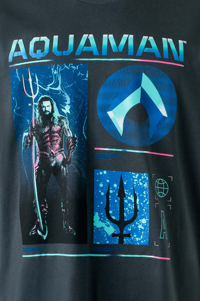  CAMISETA DE AQUAMAN GRIS MANGA CORTA PARA HOMBRE