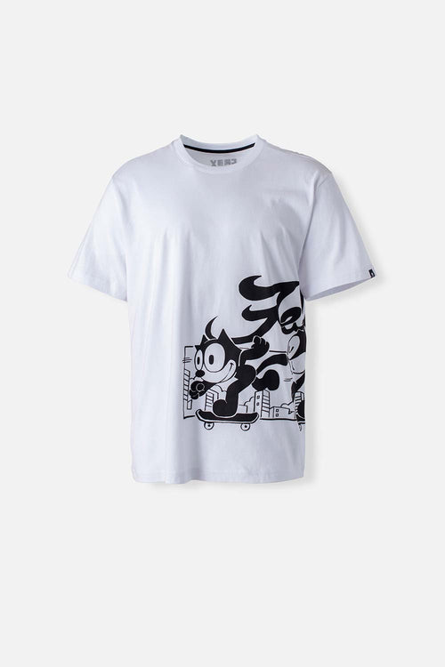 Card slide image -  CAMISETA DE FELIX THE CAT MANGA CORTA BANCA GÉNERO NEUTRO