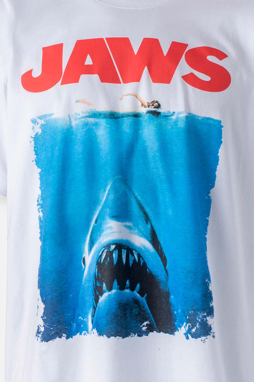 Card slide image -  CAMISETA DE JAWS FRANCHISE MANGA CORTA BLANCA GÉNERO NEUTRO
