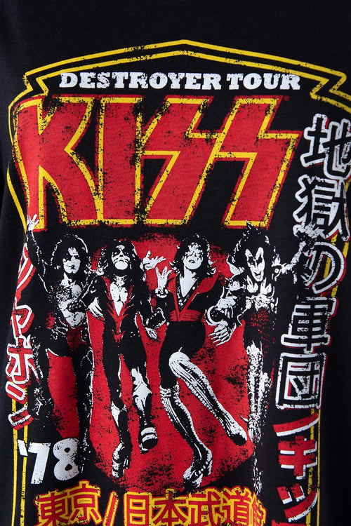 Card slide image -  CAMISETA DE KISS MANGA CORTA NEGRA GÉNERO NEUTRO
