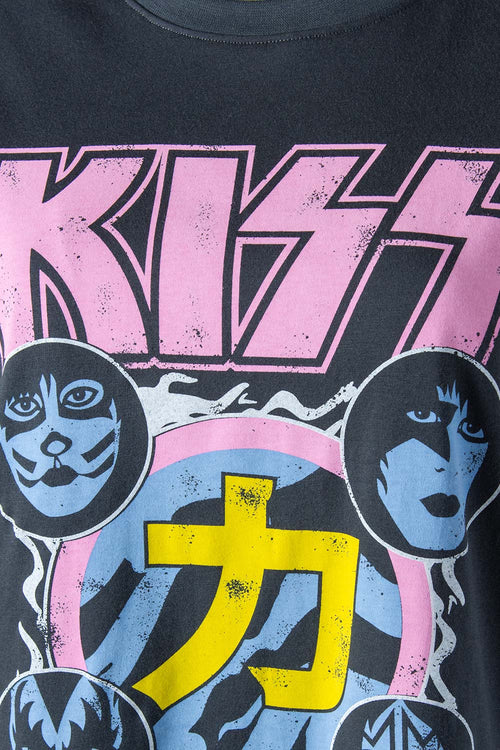 Card slide image -  CAMISETA DE KISS GRIS MANGA CORTA PARA MUJER