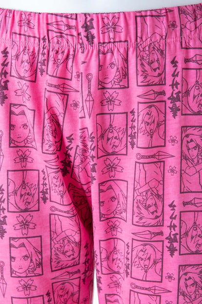  PIJAMA DE NARUTO MARFIL Y ROSADA DE PANTALÓN LARGO PARA MUJER