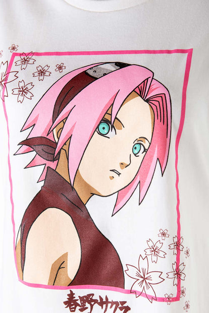  PIJAMA DE NARUTO MARFIL Y ROSADA DE PANTALÓN LARGO PARA MUJER