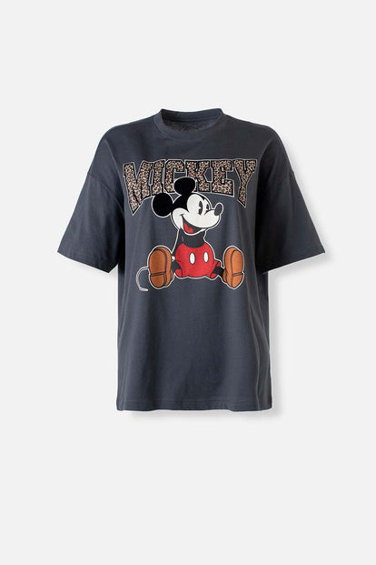  CAMISETA DE MICKEY MOUSE MANGA CORTA GRIS PARA MUJER