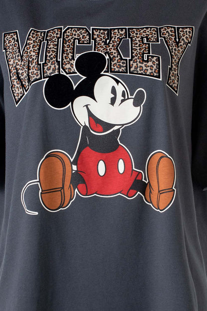  CAMISETA DE MICKEY MOUSE MANGA CORTA GRIS PARA MUJER