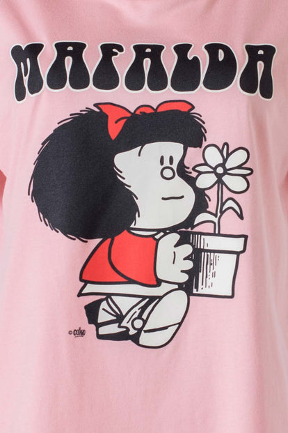  PIJAMA DE MAFALDA DE PANTALÓN LARGO MARFIL Y PALO DE ROSA PARA MUJER