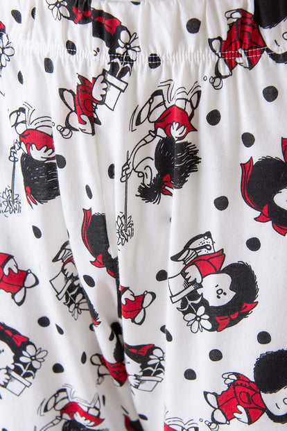  PIJAMA DE MAFALDA DE PANTALÓN LARGO MARFIL Y PALO DE ROSA PARA MUJER