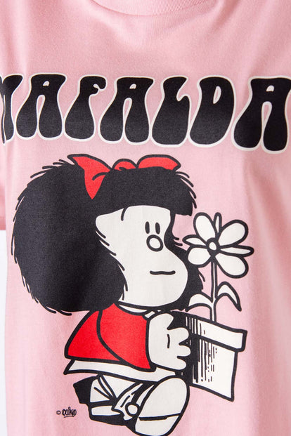  PIJAMA DE MAFALDA DE PANTALÓN LARGO MARFIL Y PALO DE ROSA PARA MUJER