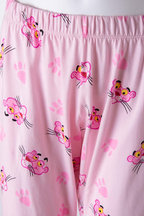 Card slide image -  PIJAMA DE LA PANTERA ROSA GRIS Y ROSADA DE PANTALÓN LARGO PARA MUJER