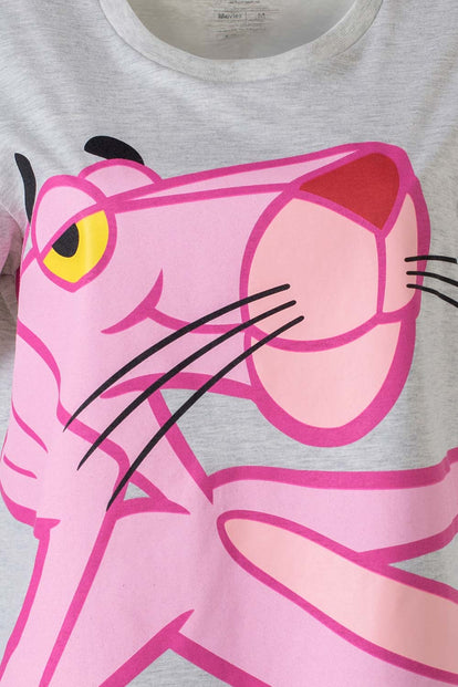  PIJAMA DE LA PANTERA ROSA GRIS Y ROSADA DE PANTALÓN LARGO PARA MUJER