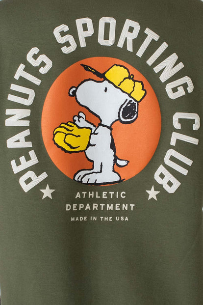  BUZO  DE SNOOPY CON CIERRE Y CAPUCHA VERDE Y CAQUI PARA MUJER