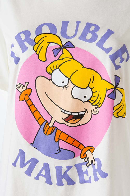 Card slide image -  PIJAMA DE LOS RUGRATS MARFIL Y AZUL DE SHORT PARA MUJER