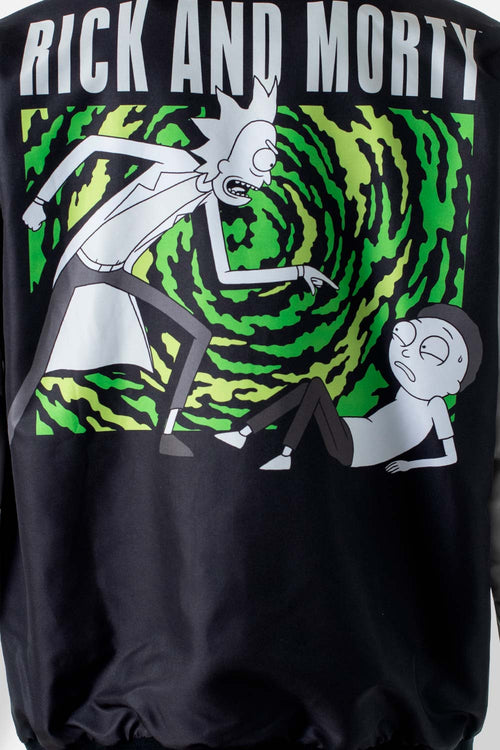 Card slide image -  CHAQUETA DE RICK Y MORTY GRIS Y NEGRA ESTAMPADA PARA HOMBRE