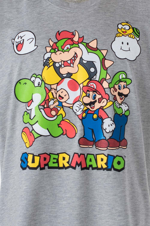 Card slide image -  CAMISETA DE SUPER MARIO GRIS JASPE MANGA CORTA PARA HOMBRE