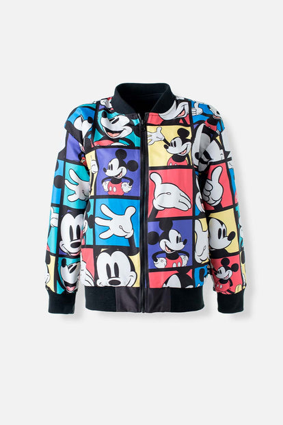  CHAQUETA DOBLE FAZ DE MICKEY MOUSE CON CIERRE MULTICOLOR Y NEGRO PARA MUJER
