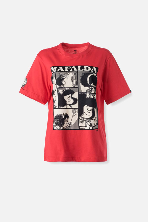 Card slide image -  CAMISETA DE MAFALDA ROJA ESTAMPADA PARA MUJER