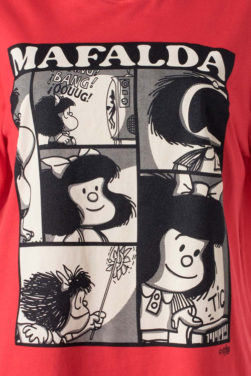 Card slide image -  CAMISETA DE MAFALDA ROJA ESTAMPADA PARA MUJER