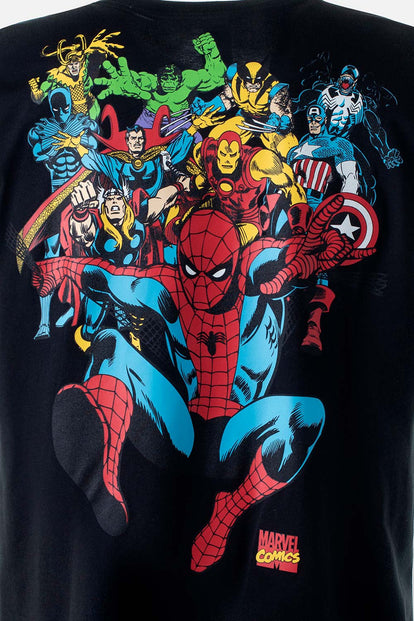  CAMISETA DE MARVEL MANGA CORTA NEGRA PARA HOMBRE