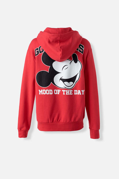  BUZO DE MICKEY MOUSE CERRADO ROJO PARA MUJER