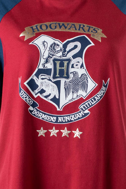  PIJAMA DE HARRY POTTER ROJA Y AZUL TIPO BATOLA PARA MUJER