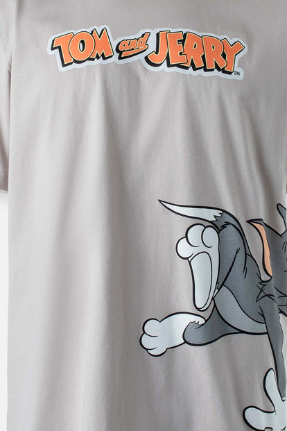  CAMISETA DE TOM Y JERRY MANGA CORTA GRIS GÉNERO NEUTRO