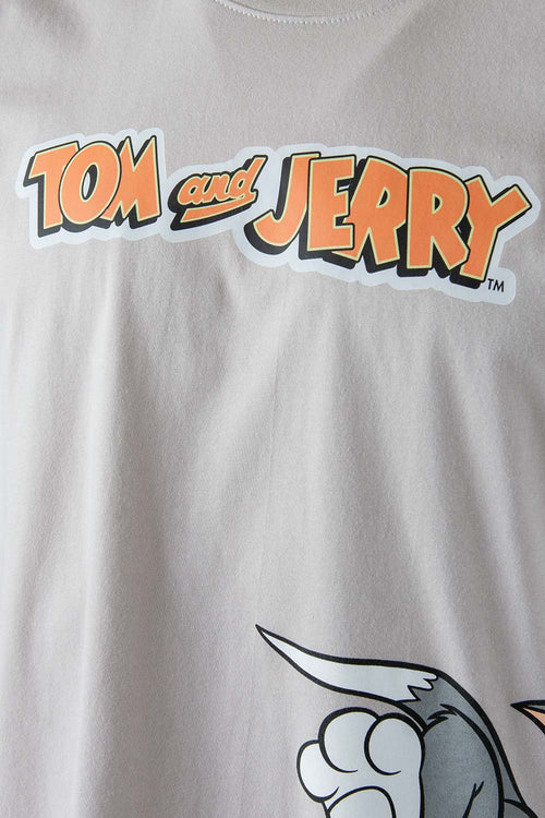 Card slide image -  CAMISETA DE TOM Y JERRY MANGA CORTA GRIS GÉNERO NEUTRO