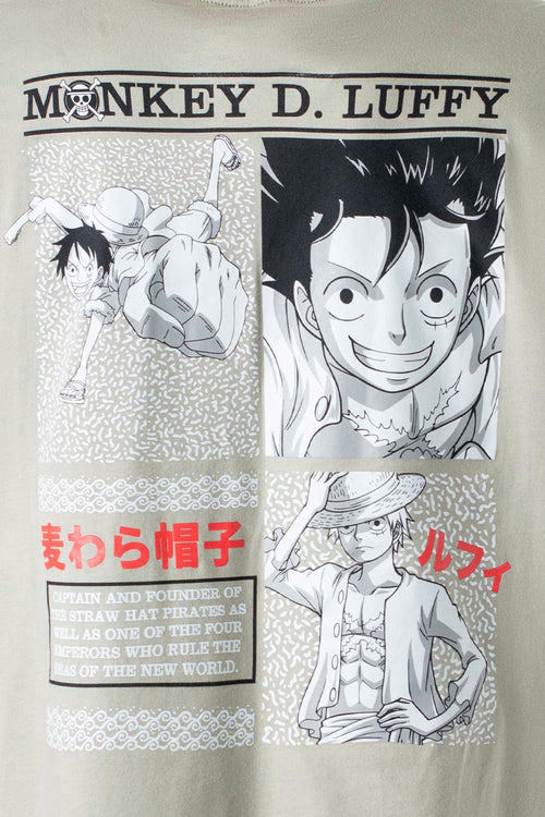 Card slide image -  CAMISETA DE ONE PIECE MANGA CORTA VERDE ACEITUNA PARA HOMBRE