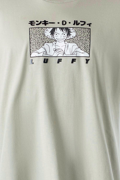  CAMISETA DE ONE PIECE MANGA CORTA VERDE ACEITUNA PARA HOMBRE