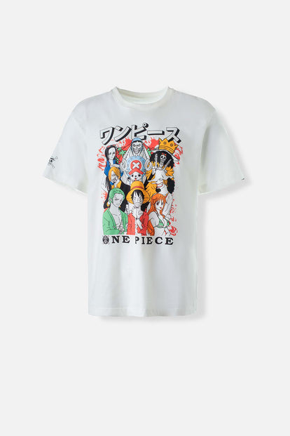  CAMISETA DE ONE PIECE MANGA CORTA MARFIL PARA HOMBRE