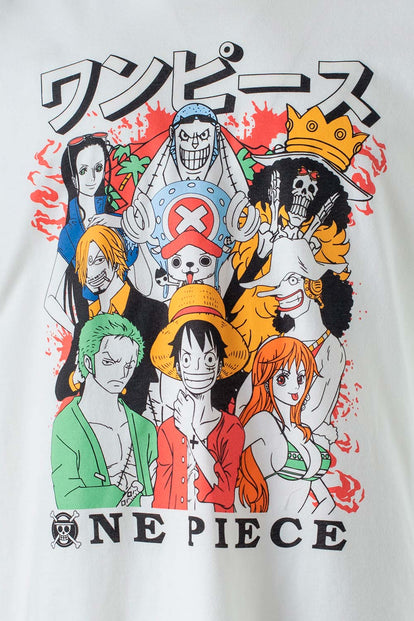  CAMISETA DE ONE PIECE MANGA CORTA MARFIL PARA HOMBRE