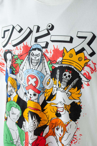  CAMISETA DE ONE PIECE MANGA CORTA MARFIL PARA HOMBRE