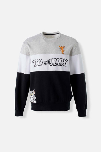  BUZO DE TOM Y JERRY GRIS BLANCO Y NEGRO CERRADO GÉNERO NEUTRO