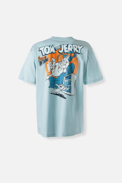 CAMISETA DE TOM Y JERRY MANGA CORTA AZUL GRISÁCEO GÉNERO NEUTRO