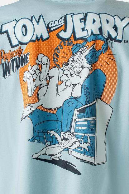  CAMISETA DE TOM Y JERRY MANGA CORTA AZUL GRISÁCEO GÉNERO NEUTRO