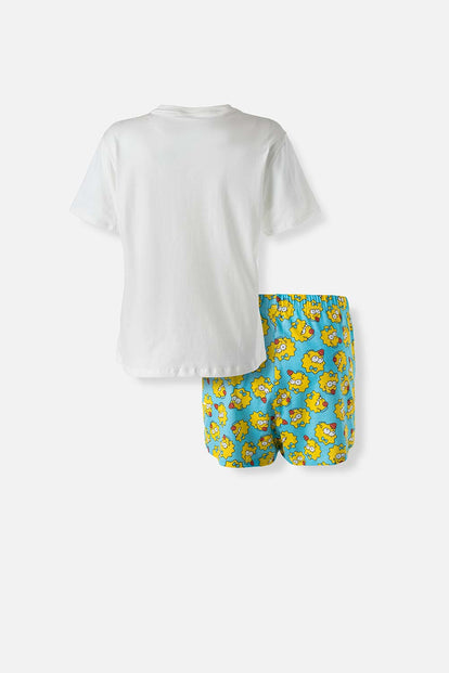  PIJAMA DE LOS SIMPSON DE PANTALÓN CORTO BLANCO Y AZUL PARA MUJER