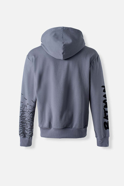  BUZO DE BATMAN CON CIERRE Y CAPUCHA GRIS PARA HOMBRE