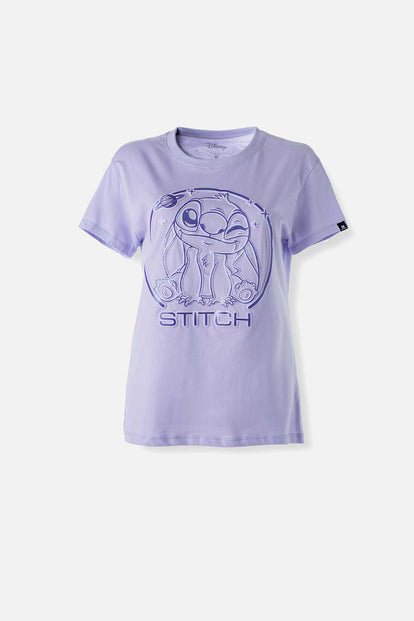  CAMISETA DE STITCH MANGA CORTA AZUL LAVANDA PARA MUJER