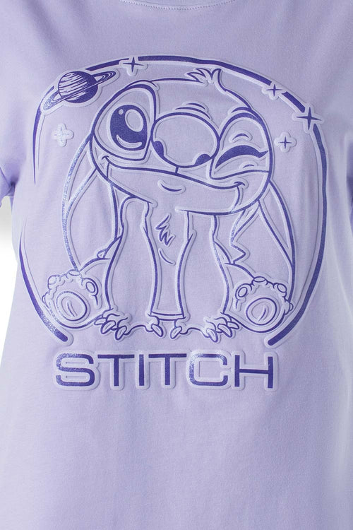 Card slide image -  CAMISETA DE STITCH MANGA CORTA AZUL LAVANDA PARA MUJER