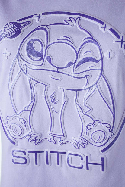  CAMISETA DE STITCH MANGA CORTA AZUL LAVANDA PARA MUJER