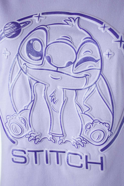 Card slide image -  CAMISETA DE STITCH MANGA CORTA AZUL LAVANDA PARA MUJER