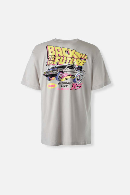  CAMISETA DE BACK TO THE FUTURE FRANCHISE MANGA CORTA GRIS CLARO GÉNERO NEUTRO