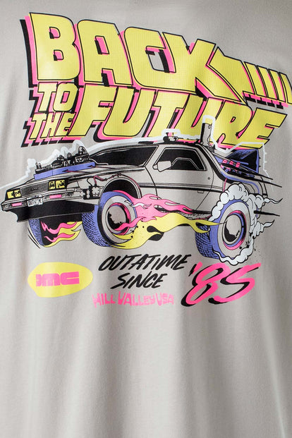  CAMISETA DE BACK TO THE FUTURE FRANCHISE MANGA CORTA GRIS CLARO GÉNERO NEUTRO