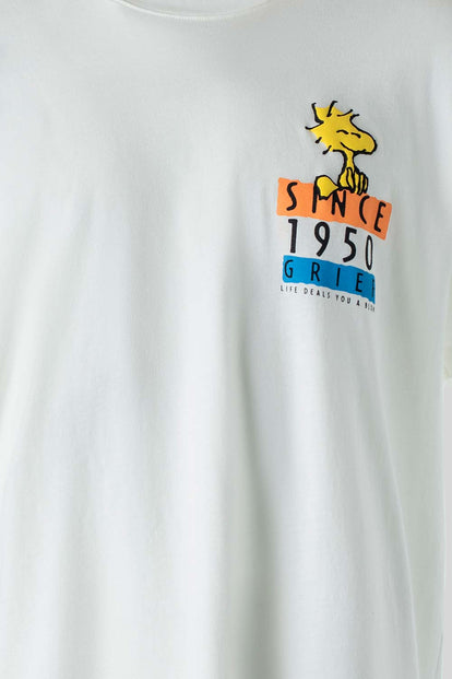  CAMISETA DE SNOPPY MARFIL MANGA CORTA PARA GÉNERO NEUTRO