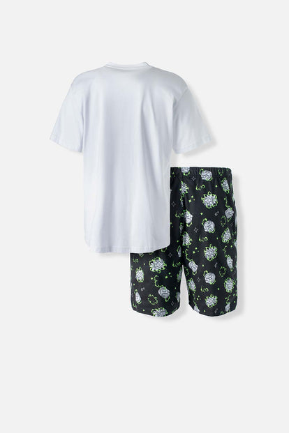  PIJAMA DE RICK Y MORTY MANGA CORTA BLANCO Y NEGRO PARA HOMBRE