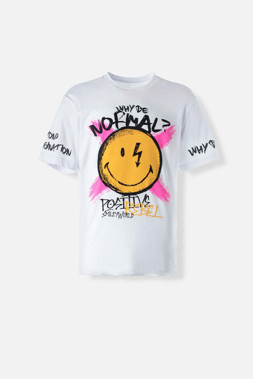 Card slide image -  CAMISETA DE SMILEY MANGA CORTA BLANCA GÉNERO NEUTRO